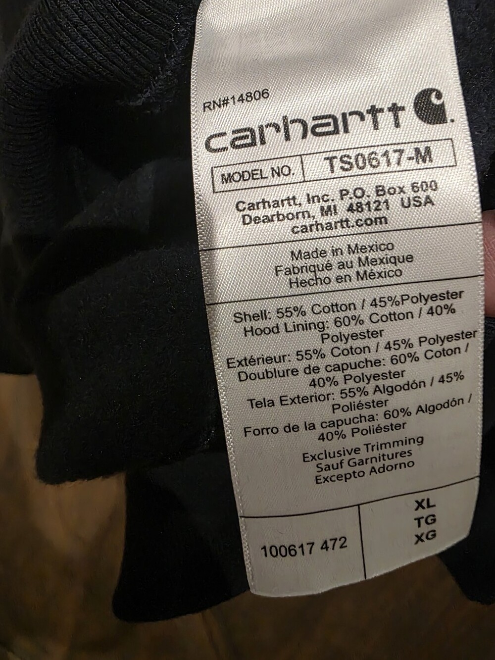 Carhartt Men's Rain Defender 1/4 Zip Hooded Work Sweatshirt Navy Size XL Regular - Picture 6 of 6